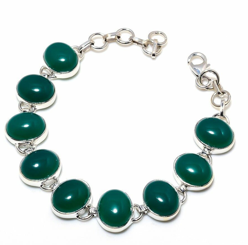 925 Sterling zilveren armband groene Onyx